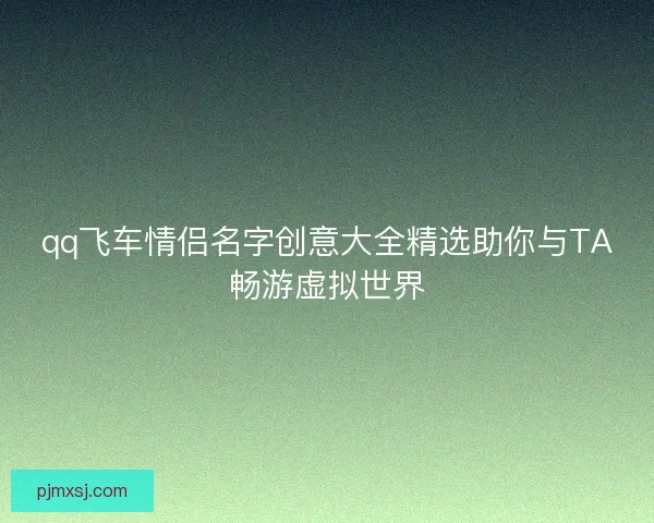 qq飞车情侣名字创意大全精选助你与TA畅游虚拟世界